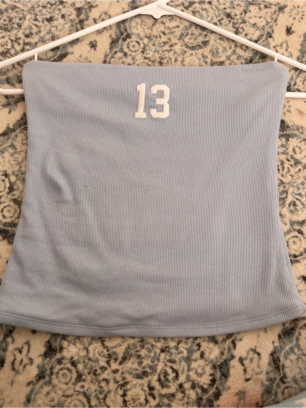 Hollister Light Blue Ribbed Tube Skirt with White '13'